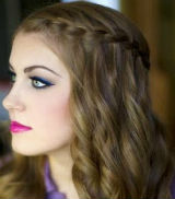 Left side Waterfall Braid with Curly Hairstyle