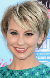 Layered Short Hairstyle side-swept with Bang
