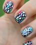 Black & White Geometric Nails with Pops of Color!